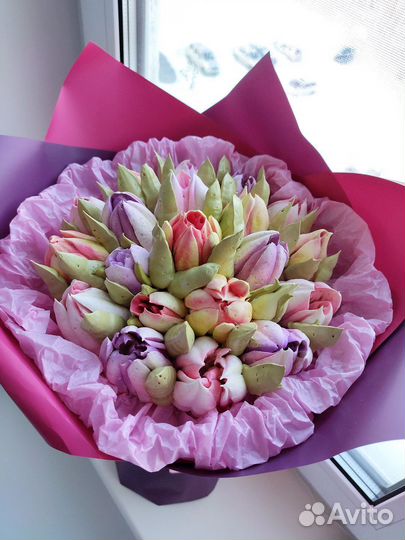 Букет из зефира, цветы из зефира ручной работы