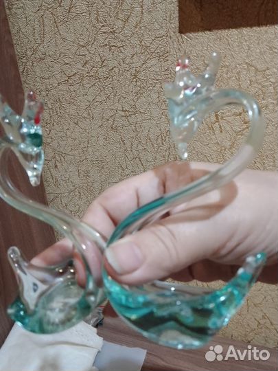 Сувенир пара стеклянных лебедей СССР
