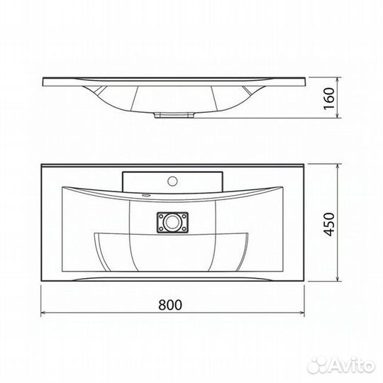 Раковина мебельная caprigo прима 80 прм 800