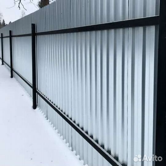 Монтаж забора Профлист Сетка 3Д Деревянный Сетка