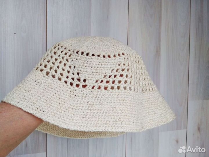 Панама вязаная льняная