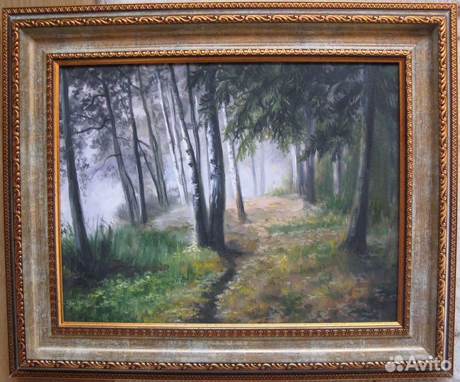 Туманное утро в лесу. 30х39см