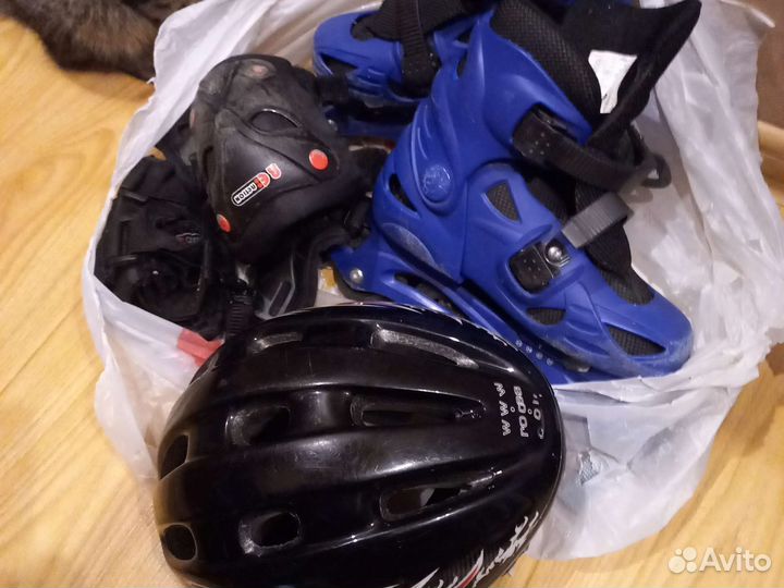 Роликовые коньки детские 32- 36 с защитой и шлемом