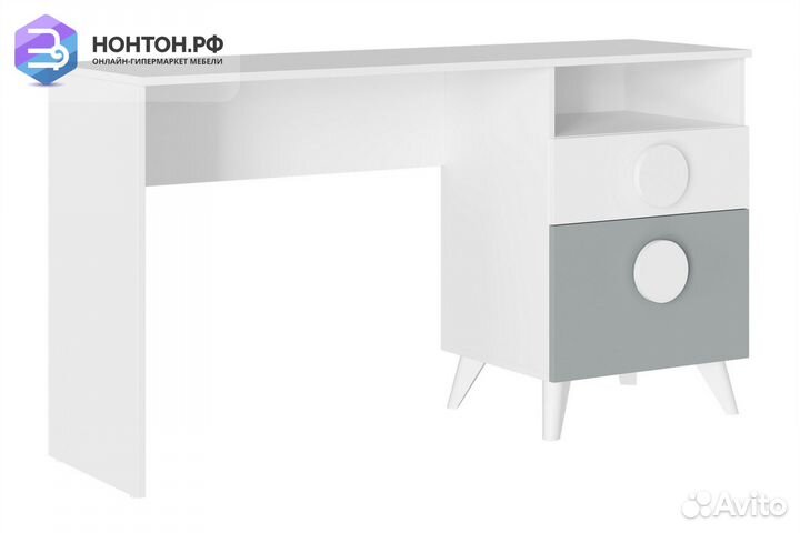 Письменный стол Кубо белый / грин грей софт