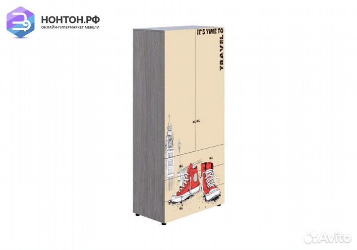 Шкаф 2-створчатый Мийа-3А ясень шимо светлый / беж