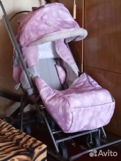 Детские санки коляска с колесами