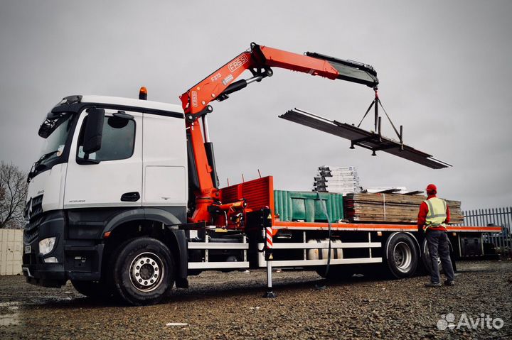 Аренда и услуги манипулятора, стрела 8 т, 21 м, борт 21.4 т, 7 м