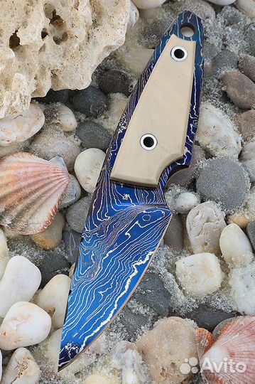 Нож Финт дамаск ламинированный акрил белый (Coutel