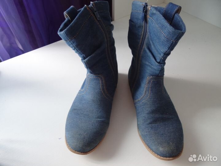 Сапоги джинсовые