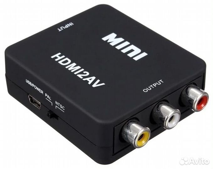 Конвертер hdmi 2AV 1080p mini с кабелем AV-RCA