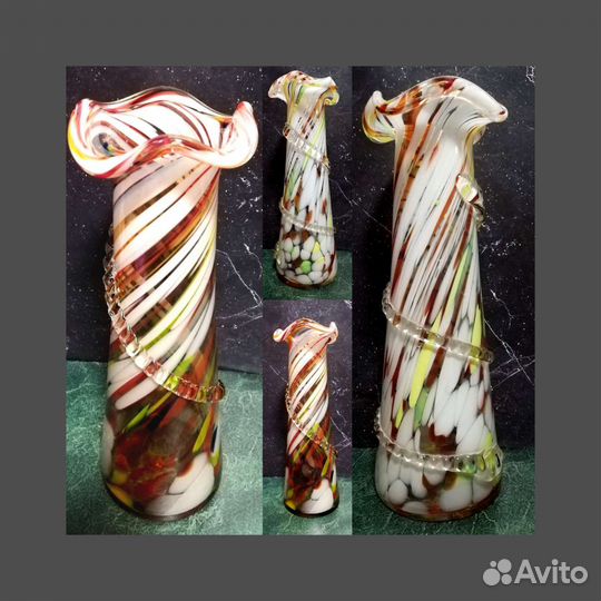 Вазы из цветного гутного стекла