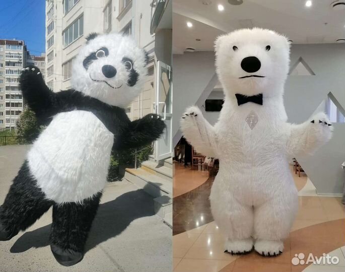 Белый мишка Панда поздравление аниматор ростовая