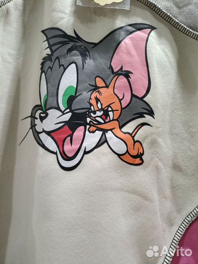 Теплая толстовка Том и Джерри на плюше оверсайз