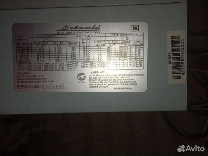 Блок питания для пк 500w