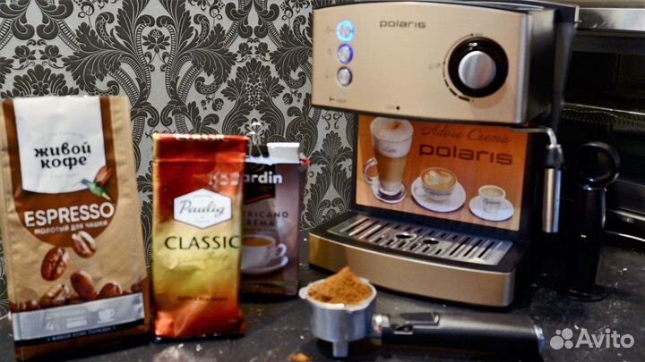 Рожковая кофеварка Polaris Итальянская помпа