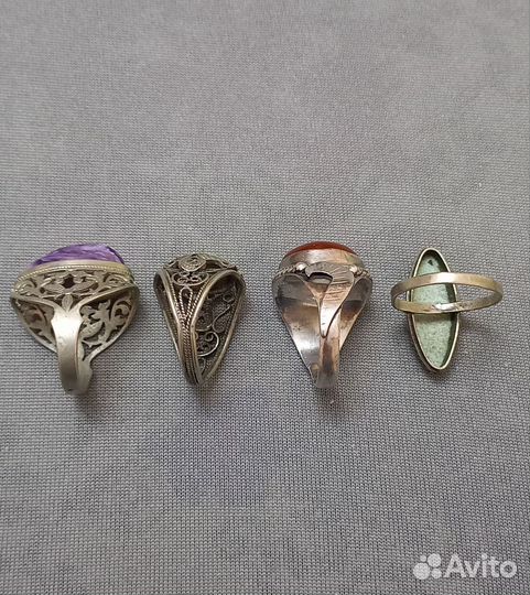 Кольца СССР(чароит, сердолик,бирюза)