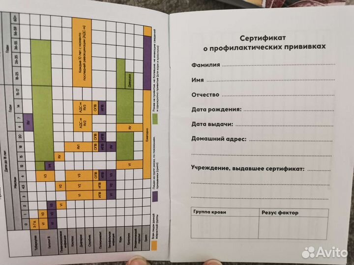 Сертификат о профилактических прививках