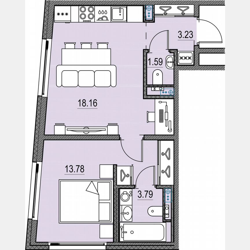 1-к. квартира, 40,1 м², 14/17 эт.