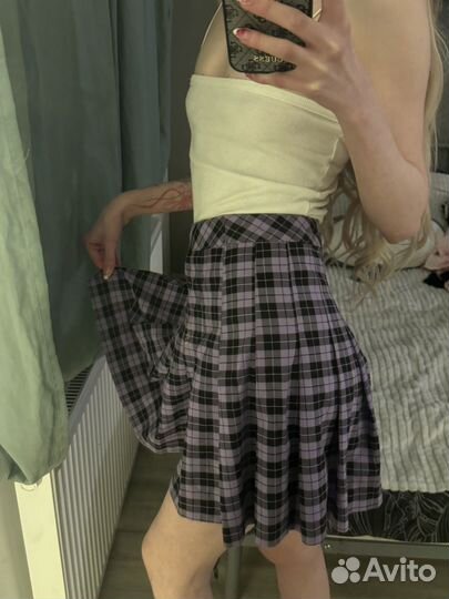 Фиолетовая юбка в клетку y2k