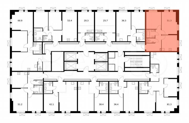 2-к. квартира, 51,3 м², 33/33 эт.