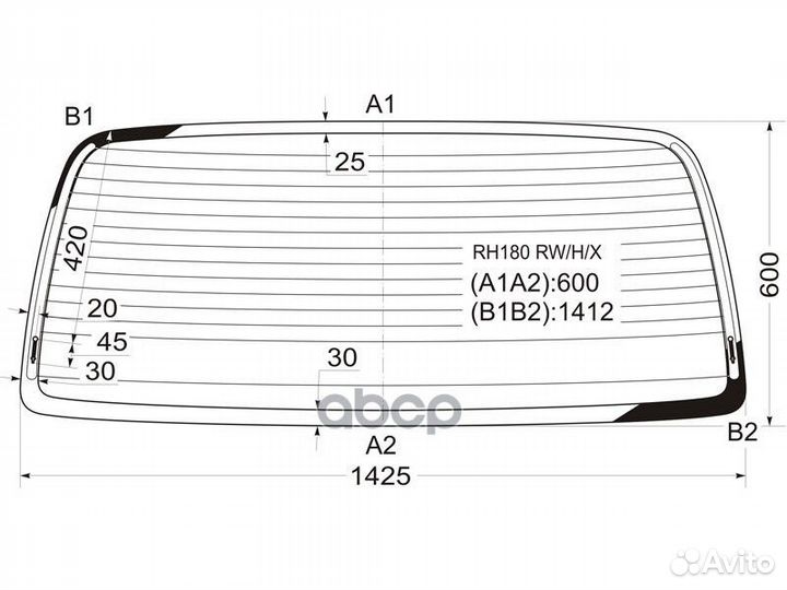 Стекло заднее с обогревом toyota grand hiace/GR