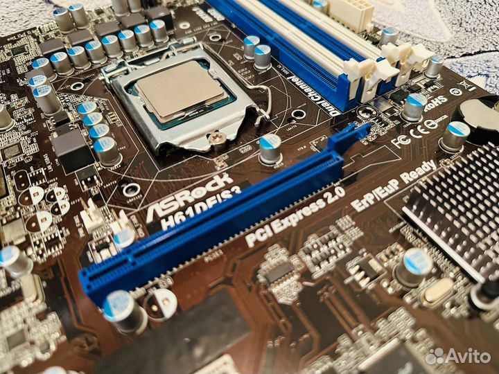 Материнская плата asrock h61de/s3+i3 3240 LGA 1155