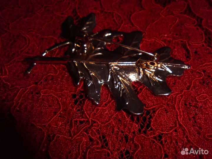 Брошь кленовые листья 7Х5 см дизайн испания