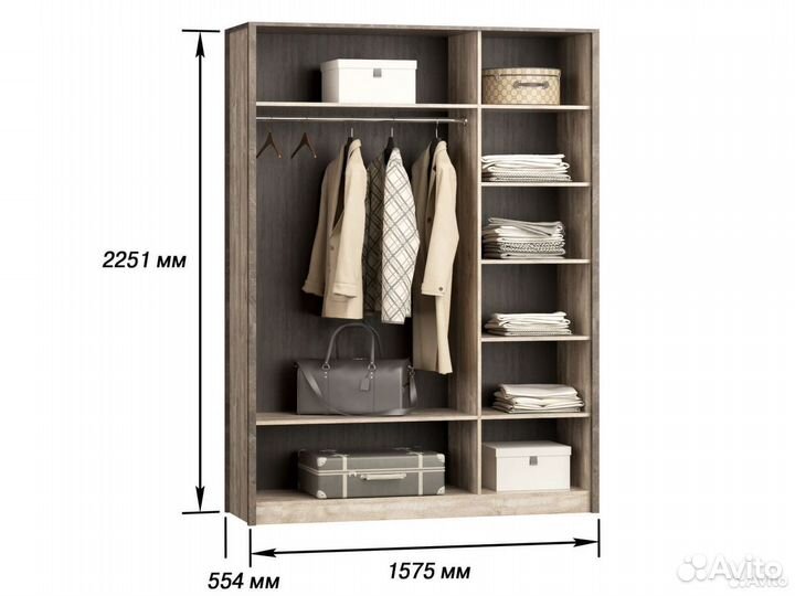 Шкаф 3х створчатый Лофт Клео