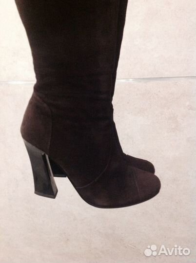 Кожаные сапожки дикая замша еврозима