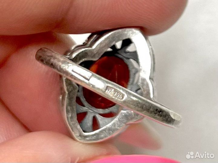 Серебряное кольцо с гранатом СССР