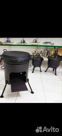 Казан чугунный с чугунной крыжкой сковородой 10 л