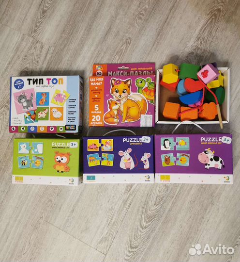 Развивающие игрушки, пазлы dodo, шнуровка