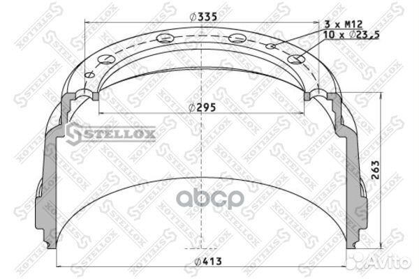 85-00017-SX торм.барабан 413x178/190 H263 d2