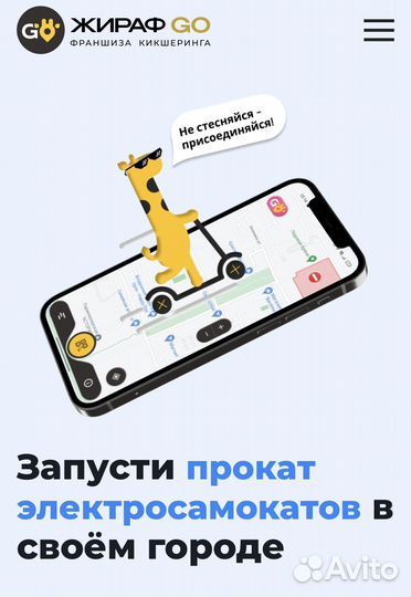 Франшиза проката самокатов Жираф Go