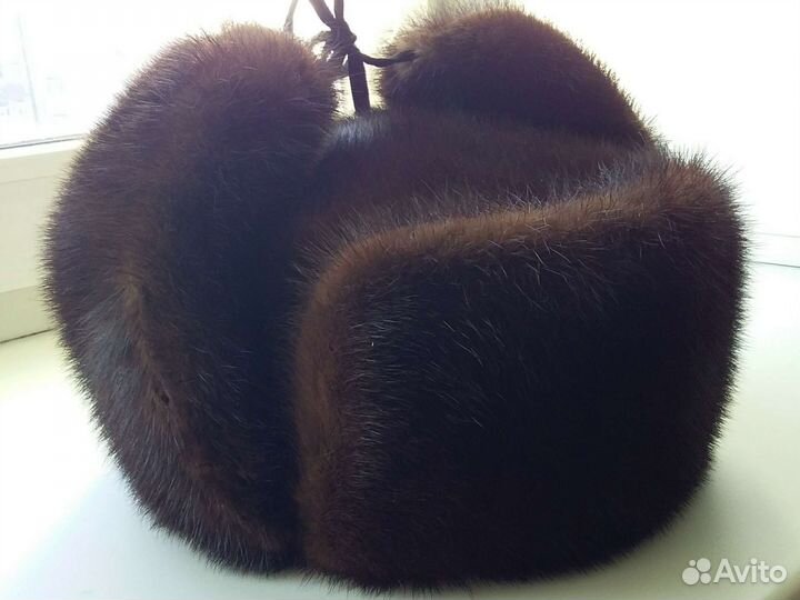 Норковая шапка ушанка.мужская черная