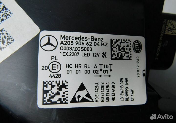 Фара левая Mercedes Benz C-Klasse W205 Мерседес