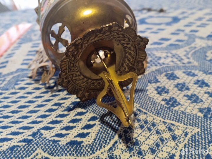 Подвесная Лампада с Эмалью Латунь СССР