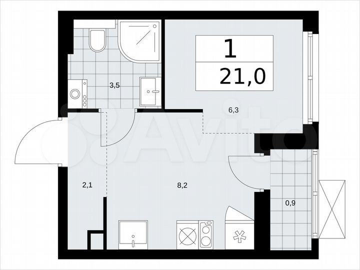 Квартира-студия, 21 м², 2/17 эт.