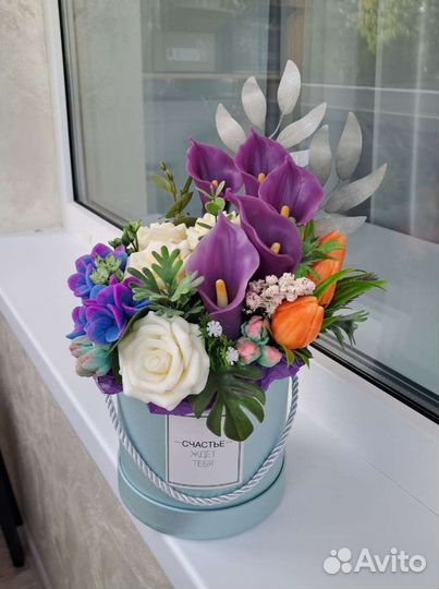 Цветы из мыла мыльные розы интерьерный букет