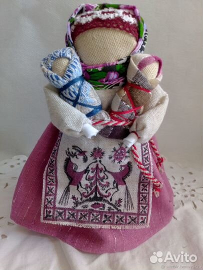 Кукла оберег Мамушка с детками ручная роспись