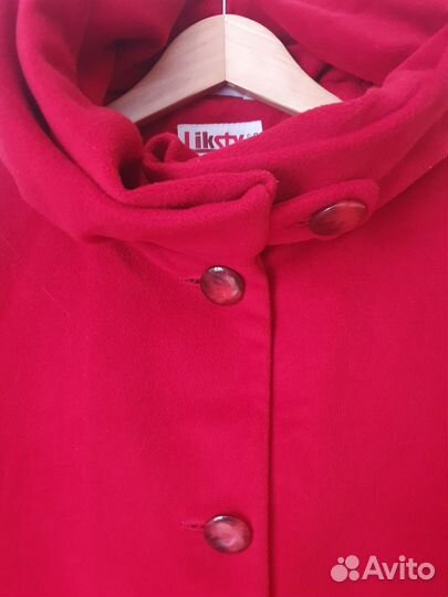 Красное полупальто укороченное пальто женское