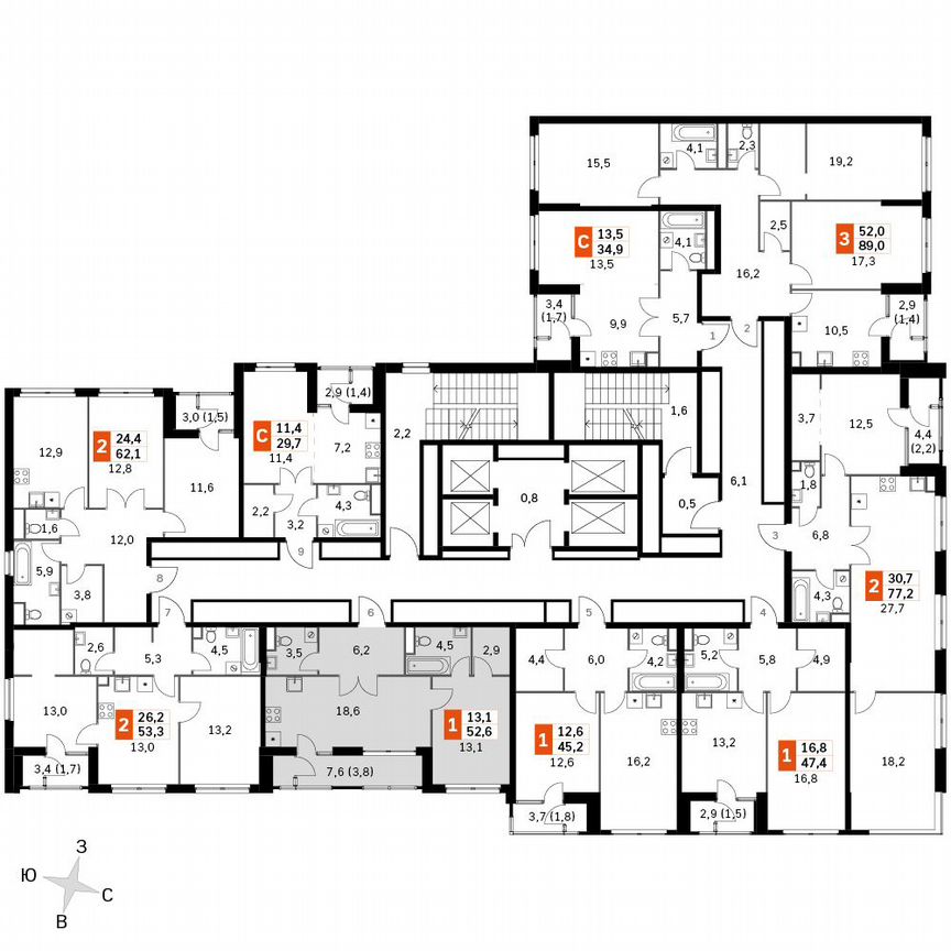 1-к. квартира, 52,6 м², 32/32 эт.
