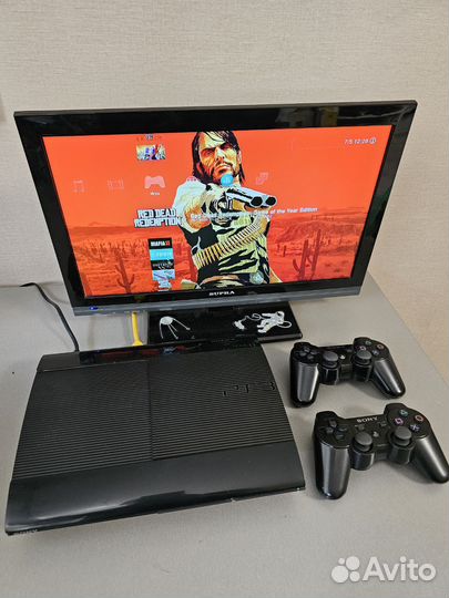 Sony Playstation 3 super slim прошитая 500гб +игры