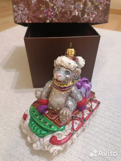 Ёлочная игрушка «Мышка на санках» Jay Strongwater