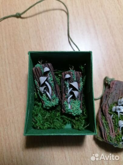 Набор серьги и кулон грибы