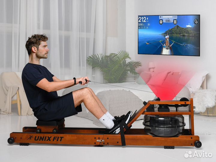 Гребной тренажер unixfit Wood Rower Dark