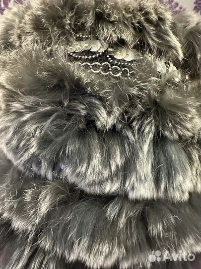 Комплект шапка И шарф мех кролика рекс шиншилла