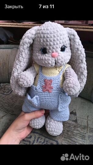 Мягкая игрушка заяц вязанный