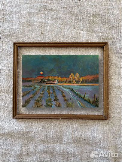 Картина зимний пейзаж гуашь