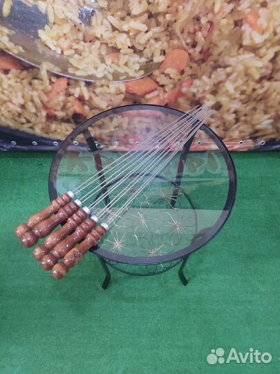 Шампура нержавейка 3 мм с деревянной ручкой